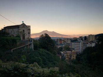 View of cityscape at sunset