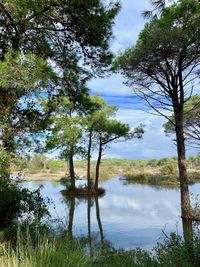 Scenic view of lake against sky