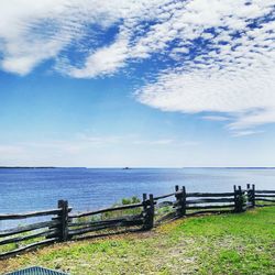 Scenic view of sea against cloudy sky