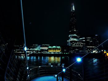 Low angle view of illuminated building at night