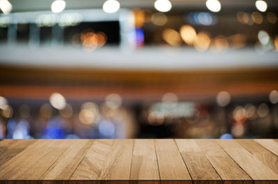 Close-up of illuminated lights on table