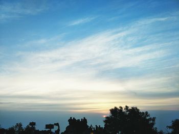 Low angle view of silhouette trees against sky at sunset