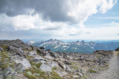 Scenic view of mountains against sky