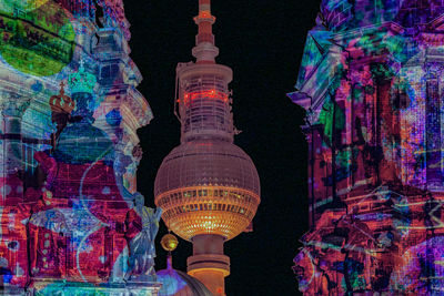 Low angle view of temple at night