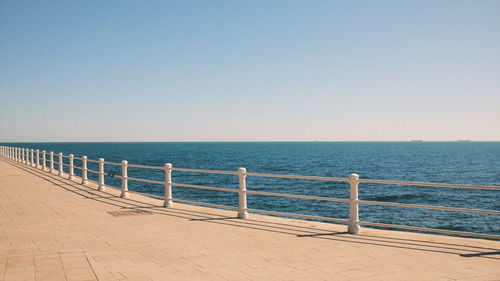 Scenic view of beach against clear sky