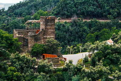 High angle view of historic building