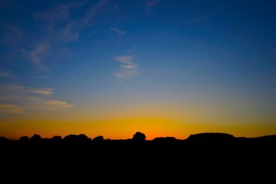 Scenic view of silhouette landscape against sky during sunset