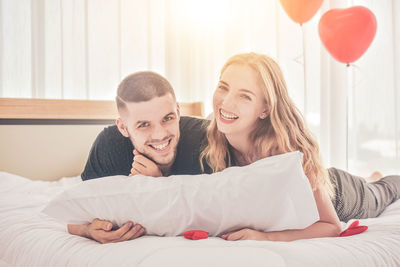 Love couple live in bedroom happiness in love valentine's day concept