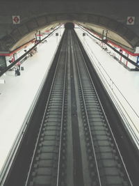 High angle view of railroad station