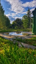 Scenic view of lake against sky