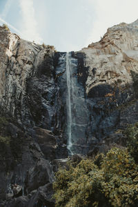 Low angle view of waterfall