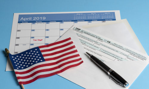 High angle view of flags on table