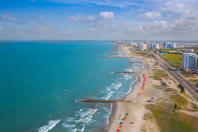 High angle view of sea against sky