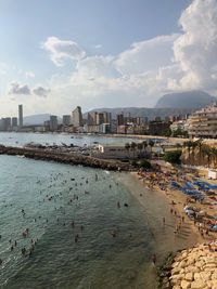 High angle view of buildings at beach