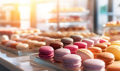 Close-up of macaroons