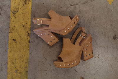 High angle view of shoes on table