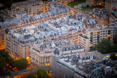 High angle view of buildings in city