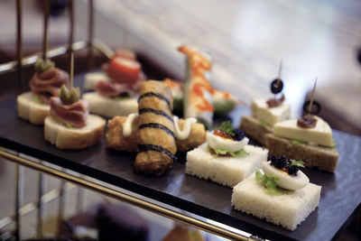 Savory canapés and appetizers for afternoon tea set