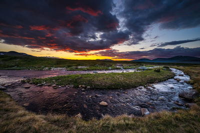 Scenic view of dramatic sky over landscape