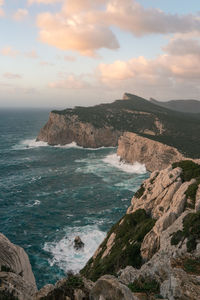 Scenic view of sea against sky at sunset