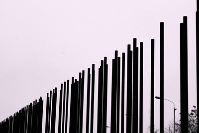 Close-up of silhouette poles against clear sky