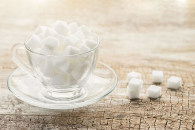 Close-up of ice cream on table