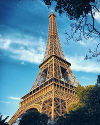 Low angle view of eiffel tower against sky