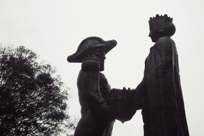 Low angle view of statue against clear sky