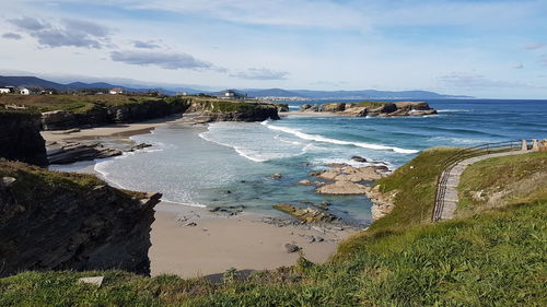 Scenic view of beach against sky