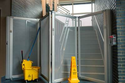 High angle view of metal