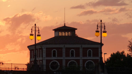 Building against sky during sunset