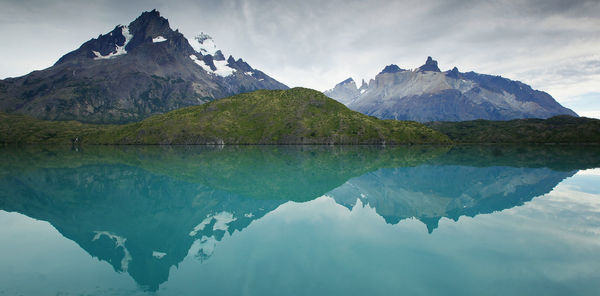 Reflection of mountain range in lake