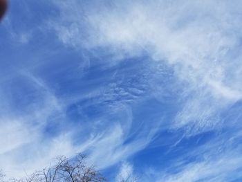 Low angle view of clouds in blue sky