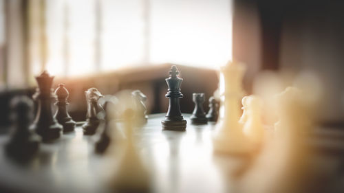 Close-up of chess pieces
