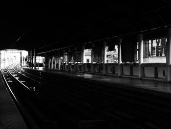 Railroad tracks at night