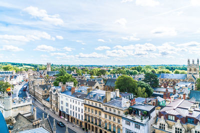 High angle view of townscape against sky