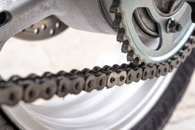 Close-up of bicycle on rope