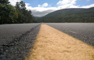 Surface level of road against sky