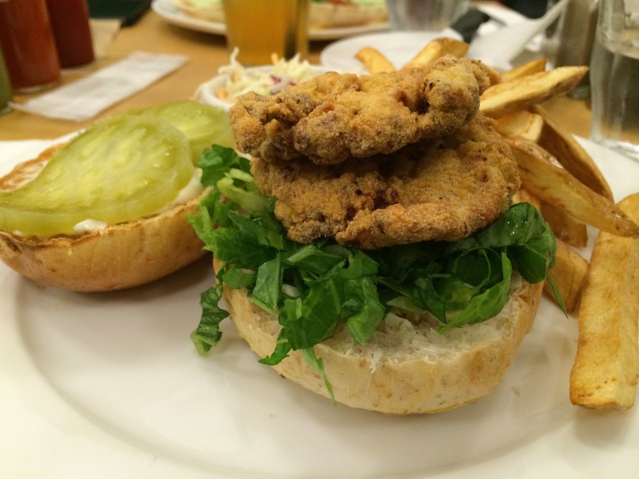 food, food and drink, freshness, ready-to-eat, indoors, plate, still life, close-up, bread, indulgence, unhealthy eating, serving size, table, meal, sandwich, focus on foreground, burger, snack, temptation