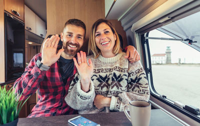 Portrait of couple in motor home