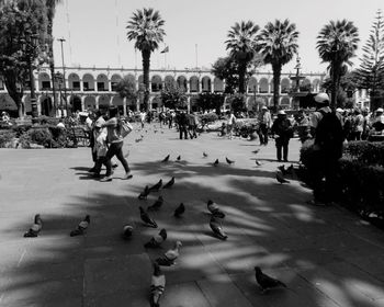 People at town square