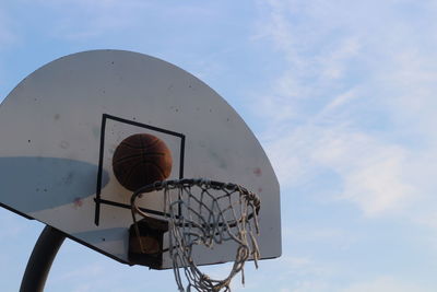 Low angle view of basketball hoop against sky