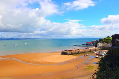 Scenic view of beach against sky