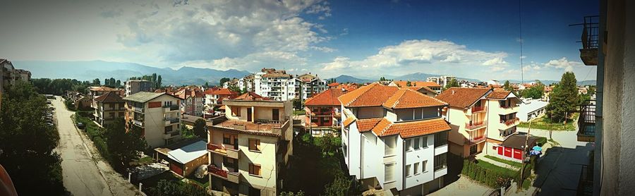 High angle view of residential buildings