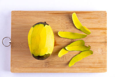 Directly above shot of chopped fruit on cutting board