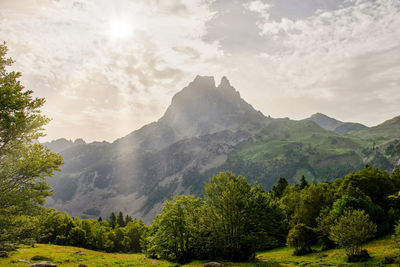 Scenic view of mountains against sky