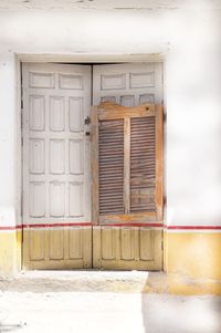 Closed door of building