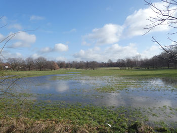 Scenic view of lake against sky