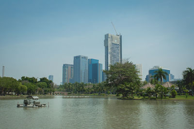 Scenic view of river against clear sky
