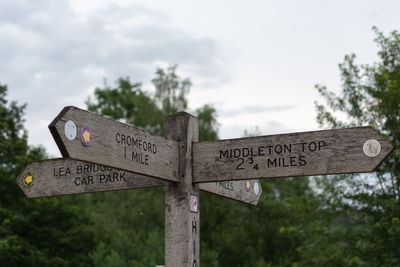 Information sign against trees